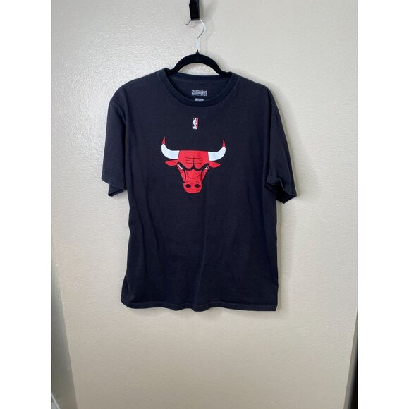 NBA Chicago Bulls Black Crewneck T-Shirt L Exclusive Collection Cotton Sportswea - Picture 1 of 7